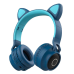 Безпровідні Bluetooth-навушники Cat Ear VZV-850M з вушками и LED з підсвітленням, темно-сині