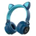 Безпровідні навушники Cat Ear VZV-850M з вушками и LED з підсвітленням, темно-сині