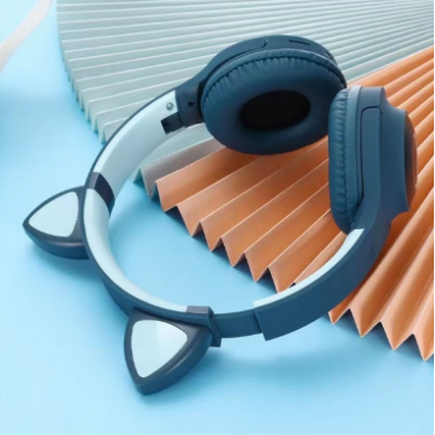 Безпровідні навушники Cat Ear VZV-850M з вушками и LED з підсвітленням, темно-сині