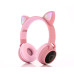 Безпровідні Bluetooth-навушники Cat Ear VZV-850M з вушками и LED підсвітленням, рожеві