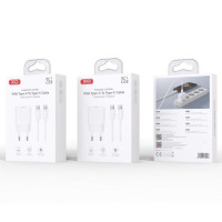 Мережевий зарядний пристрій XO L167 (1USB-C) 25w + Type-C to Type-C White, Білий