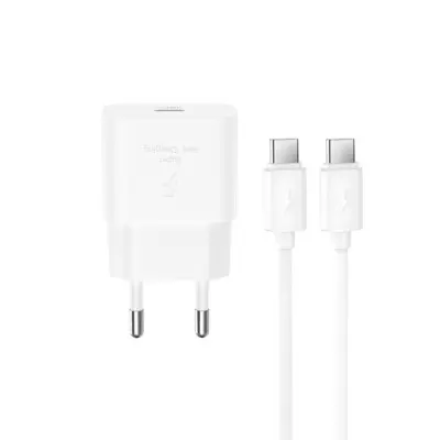 Сетевое зарядное устройство XO L167 (1USB-C) 25w + Type-C to Type-C White, Белый