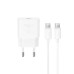 Мережевий зарядний пристрій XO L167 (1USB-C) 25w + Type-C to Type-C White, Білий