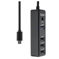USB хаб  Earldom ET-HUB08 Type-C 4 in1 Чорний