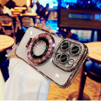 Чехол накладка Magnetic Stand Rhinestones Clear iPhone 13 Розовая Чехол накладка Magnetic Stand Rhinestones Clear iPhone 13 Розовая