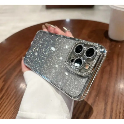 Чохол накладка Magnetic Stand Rhinestones Shining iPhone 16 Pro Срібна