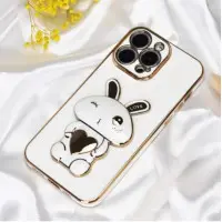 Чохол Накладка Electroplated Rabbit Stand iPhone 15 Pro Біла