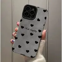 Чехол Накладка Luxury Matte Leather Full Camera iPhone 15 Черная/ Сердце