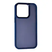 Чехол накладка Matte Metal Buttons iPhone 14 Pro Темно-синяя