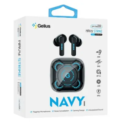 Безпровідні навушники Gelius Navy Strike GP-TWS039 Black, Чорні Безпровідні навушники Gelius Navy Strike GP-TWS039 Black, Чорні