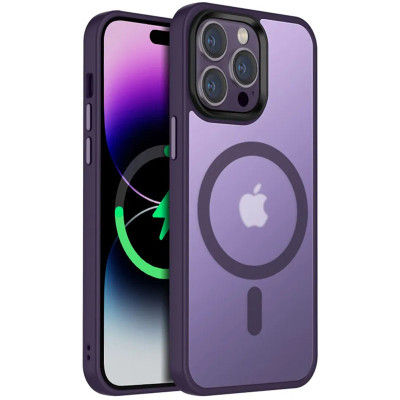 Чохол накладка Metal Buttons with MagSafe Colorful iPhone 14 Pro Max Темно-фіолетова