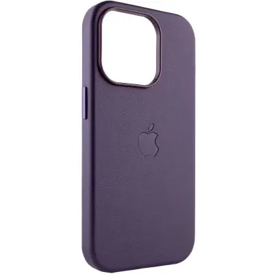 Чехол накладка Leather Case with MagSafe iPhone 14 Pro Max Темно-Фиолетовая