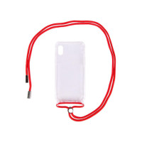 Чехол накладка Crossbody iPhone 7 Прозрачная/Красная