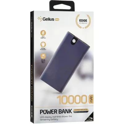 Універсальна мобільна батарея Повербанк Gelius Pro Edge 10000mAh Синій Універсальна мобільна батарея Повербанк Gelius Pro Edge 10000mAh Синій