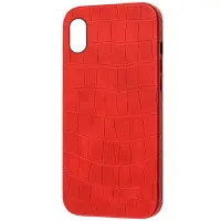 Чехол накладка Leather Croc iPhone XR Красная