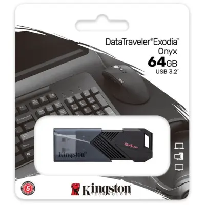 Флеш пам\'ять USB 64Gb Kingston DT Exodia Onyx USB 3.2 Black, Чорний