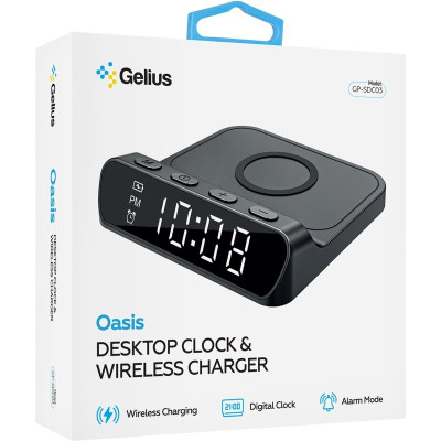 Настільний годинник з бездротовою зарядкою Gelius Oasis GP-SDC03