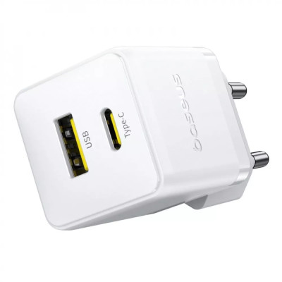 Сетевое зарядное устройство Baseus Palm 20W (Type-C+USB) + Type-C to Type-C 60W White, Белый