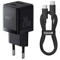 Сетевое зарядное устройство Baseus Palm 20W (Type-C+USB) + Type-C to Type-C 60W Black, черный Сетевое зарядное устройство Baseus Palm 20W (Type-C+USB) + Type-C to Type-C 60W Black, черный