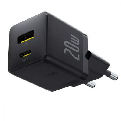 Сетевое зарядное устройство Baseus Palm 1PD+1USB 20W Black, Чёрный