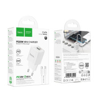 Сетевое зарядное устройство  Hoco C147A 1PD+1USB 20W + Type-C to Type-C White, Белый