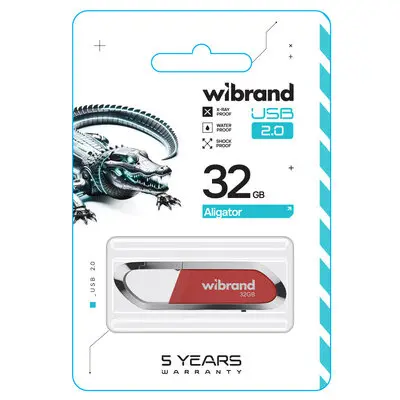 Флеш пам\'ять USB 32Gb Wibrand Aligator USB 2.0 Темно червона