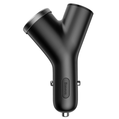 Автомобільний зарядний пристрій Baseus Y-Type 3.4A +Lighter Black, Чорний