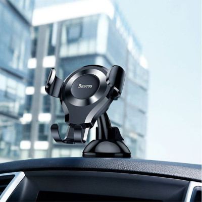 Автодержатель Baseus Osculum Type Gravity Car Mount Black/Silver, Чёрный/Серебряный