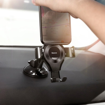 Автотримач Baseus Osculum Type Gravity Car Mount Black/Silver, Чорний/Срібний