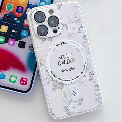Чехол накладка Secret Garden with MagSafe iPhone 15 Pro Белая