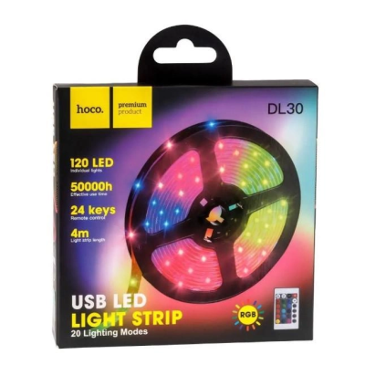 Светодиодная лента Hoco Dl30 4м RGB 5050 20 режимов свечения