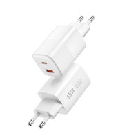 Сетевое зарядное устройство Wiwu Wi-UO12 USB-C+USB-A 65W White, Белый Сетевое зарядное устройство Wiwu Wi-UO12 USB-C+USB-A 65W White, Белый