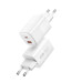 Мережевий зарядний пристрій Wiwu Wi-UO12 USB-C+USB-A 65W White, Білий