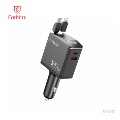 Автомобильное зарядное устройство Earldom ES-CC47 USB-C+USB-A Black, Черный