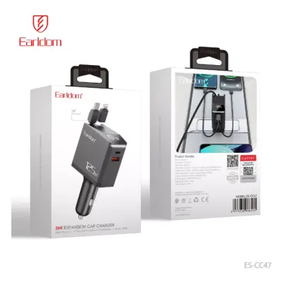 Автомобильное зарядное устройство Earldom ES-CC47 USB-C+USB-A Black, Черный