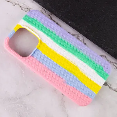 Чехол накладка Full Braided iPhone 13 Pro Розовая/Сиреневая