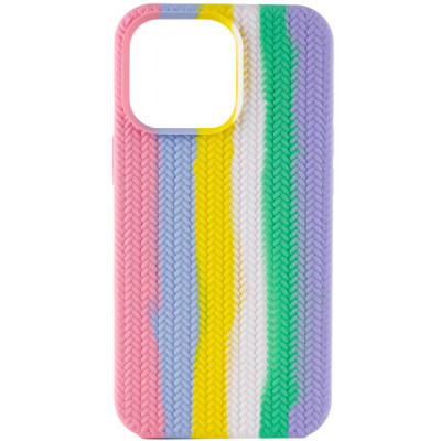 Чехол накладка Full Braided iPhone 13 Розовая/Сиреневая