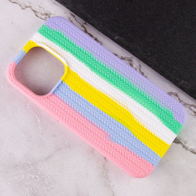 Чехол накладка Full Braided iPhone 13 Розовая/Сиреневая