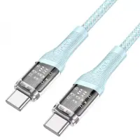 Кабель дата Hoco U111 Type-C to Type-C 60W 1,2м Голубой Кабель дата Hoco U111 Type-C to Type-C 60W 1,2м Голубой