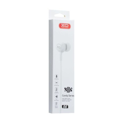 Проводные вакуумные наушники-гарнитура XO S6 Candy White, белый