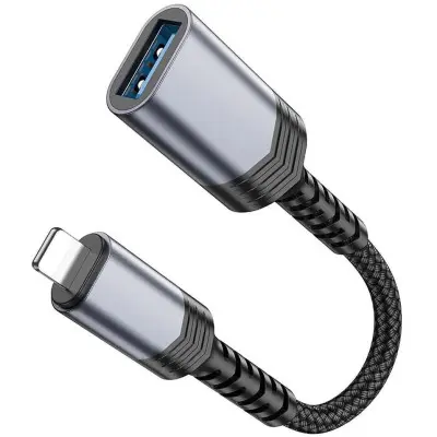 Перехідник адаптер OTG UA24 Lightning to USB Сірий (MetalGray) Перехідник адаптер OTG UA24 Lightning to USB Сірий (MetalGray)