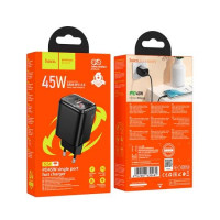 Мережевий зарядний пристрій Hoco N54 Monsoon PD 45W 1USB-C Black, Чорний