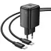 Мережевий зарядний пристрій Hoco N54 Monsoon PD 45W 1USB-C + Кабель Type-C to Type-C Black, Чорний