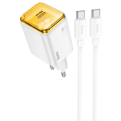 Сетевое зарядное устройство Hoco N54 Monsoon PD 45W 1USB-C + Кабель Type-C to Type-C White, Белый