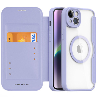 Чехол-книжка Dux Ducis Skin X Magsafe iPhone 13/ iPhone 14 Фиолетовая