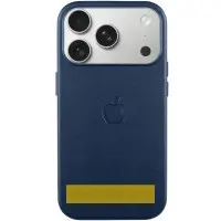 Чехол Накладка Leather Case with MagSafe iPhone 17 Pro Max Темно-синяя (AA)