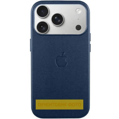 Чохол Накладка Leather Case with MagSafe iPhone 17 Pro Max Темно-синя (AA)