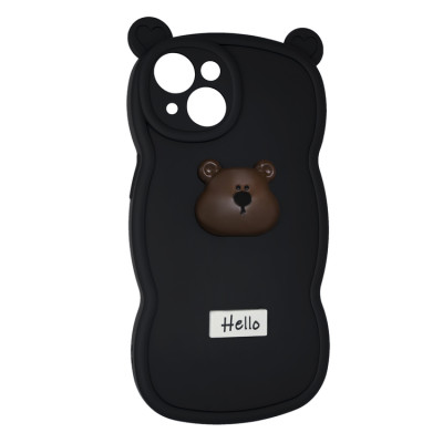 Чехол накладка Hello Bear iPhone 15 Черная