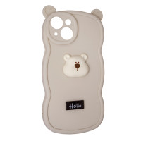 Чехол накладка Hello Bear iPhone 15 Белая