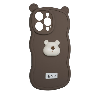 Чехол накладка Hello Bear iPhone 16 Pro Max Коричневая